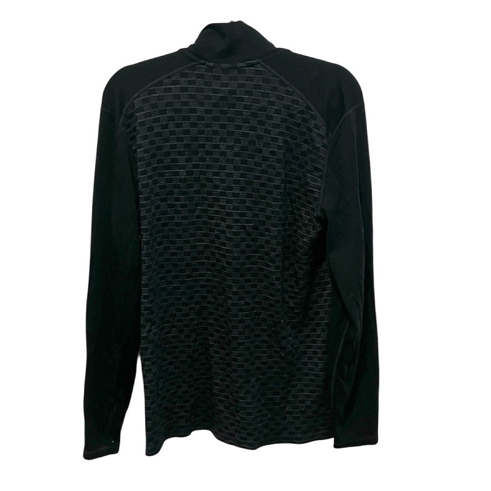 Smartwool men’s 1/4 zip black sweater with gray print 100% merino wool large - Picture 2 of 7